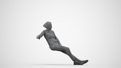 realistic 3D woman casual sitting, scanned archviz people for Blender and 3ds Max, wireframe side view