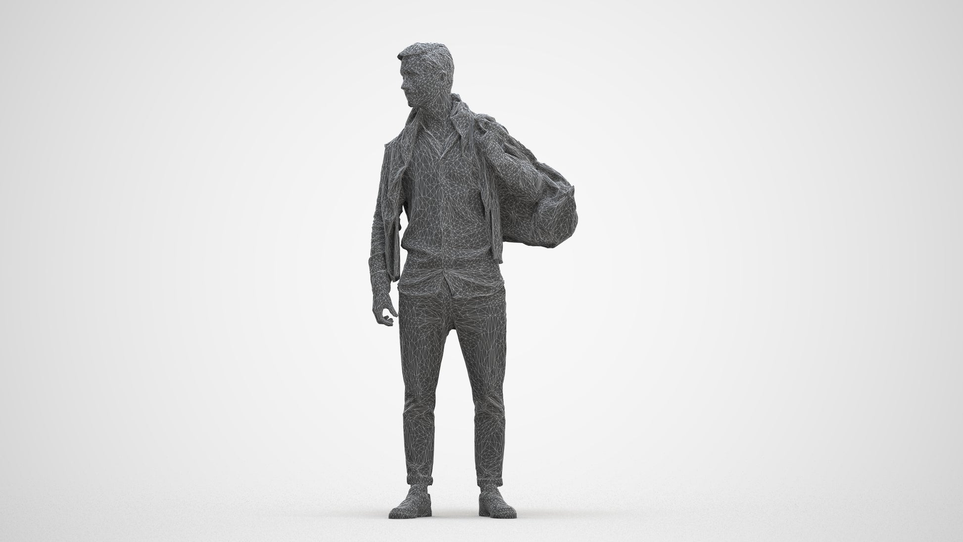 realistic 3D people man casual standing, render-ready for V-Ray and Corona, FBX OBJ, three-quarter front view render