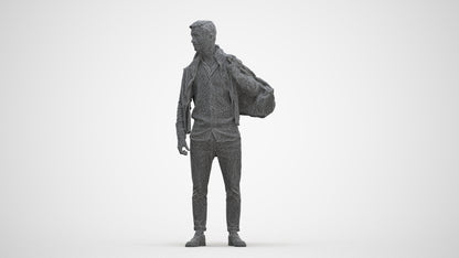 realistic 3D people man casual standing, render-ready for V-Ray and Corona, FBX OBJ, three-quarter front view render