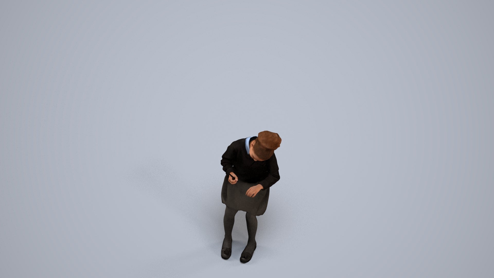 3D human model woman kids, photogrammetry scanned person for archviz, back view render