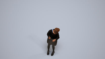 3D human model woman kids, photogrammetry scanned person for archviz, back view render