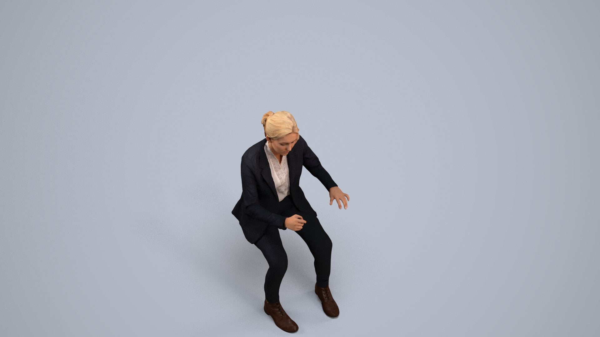 realistic 3D woman business, scanned archviz people for Blender and 3ds Max, back view render