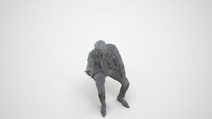 photogrammetry 3D man business, realistic human model archviz FBX, wireframe three-quarter view