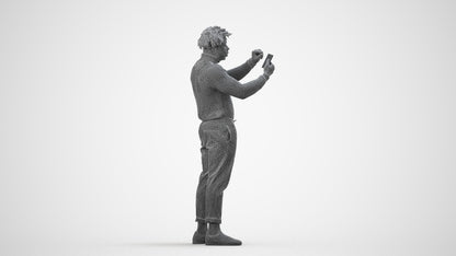 photogrammetry 3D man casual standing, realistic human model archviz FBX, wireframe side view
