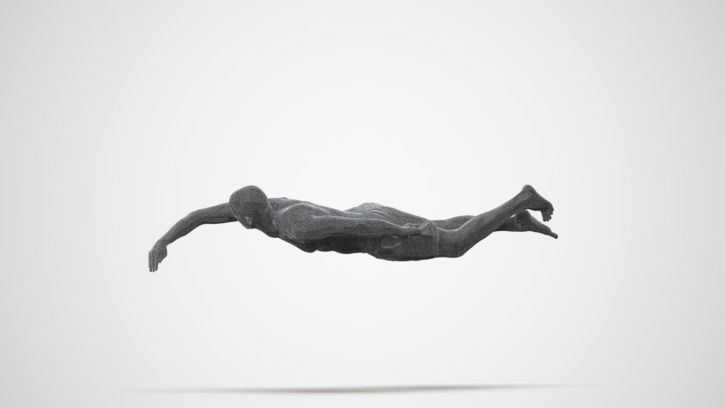 3D human model man sport pool, photogrammetry scanned person for archviz, square thumbnail