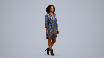 realistic 3D human woman casual walking, archviz people FBX OBJ for Blender, standing pose render