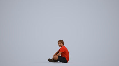 3D human model boy casual kids, photogrammetry scanned person for archviz, standing pose render