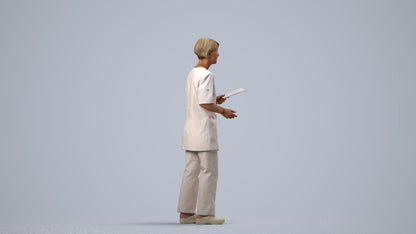 photogrammetry 3D senior woman medical, realistic human model archviz FBX, side view render