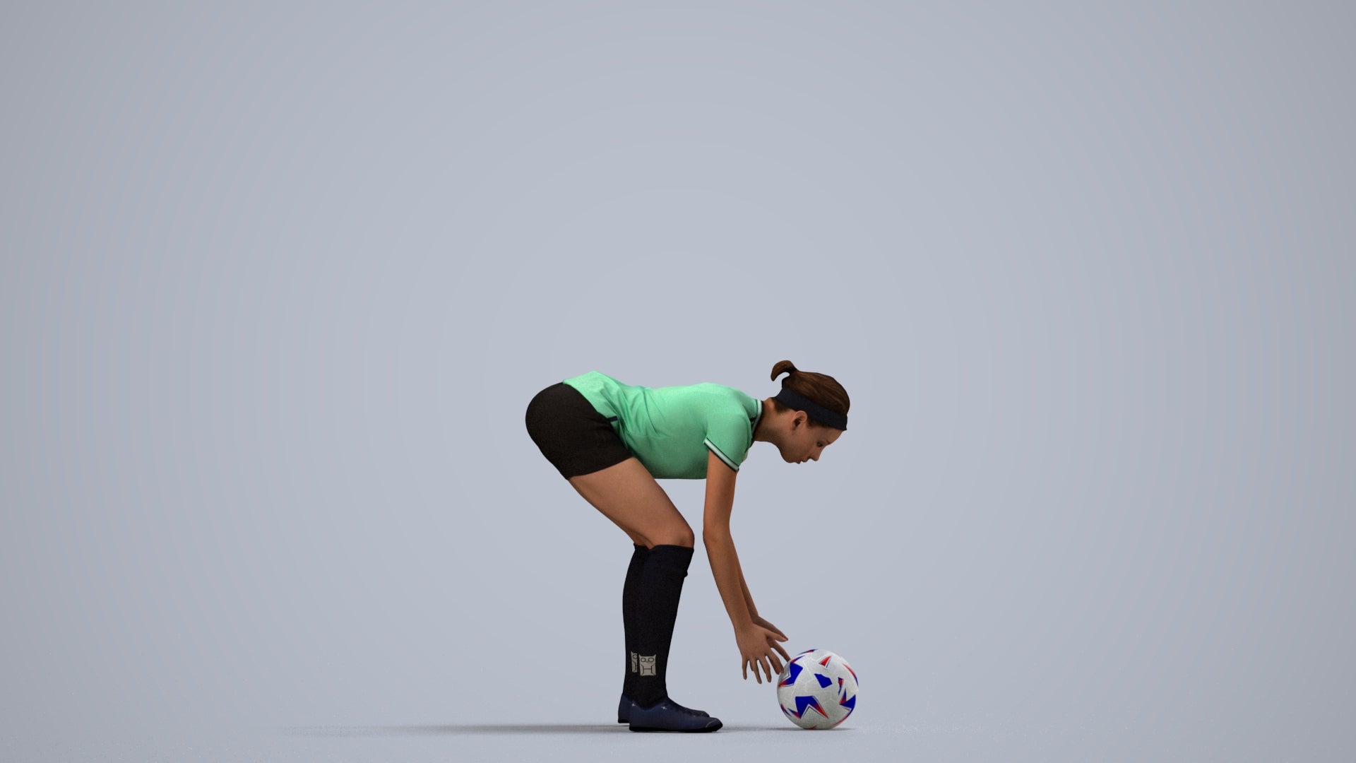 realistic 3D people woman sport, render-ready for V-Ray and Corona, FBX OBJ, side view render