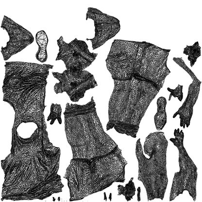 realistic 3D woman sport, scanned archviz people for Blender and 3ds Max, wireframe top-down view