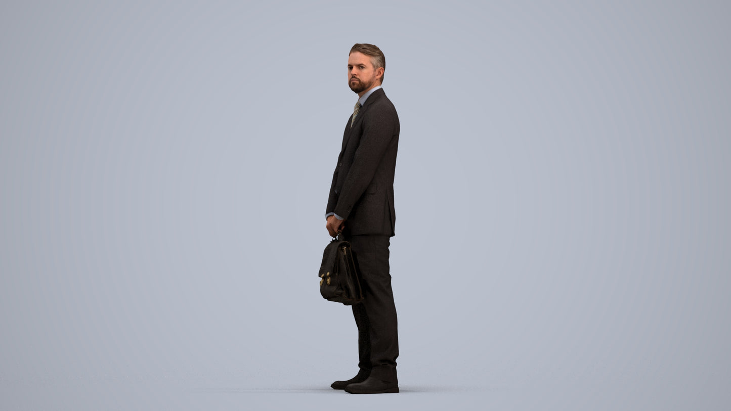 realistic 3D man business, scanned archviz people for Blender and 3ds Max, standing pose render