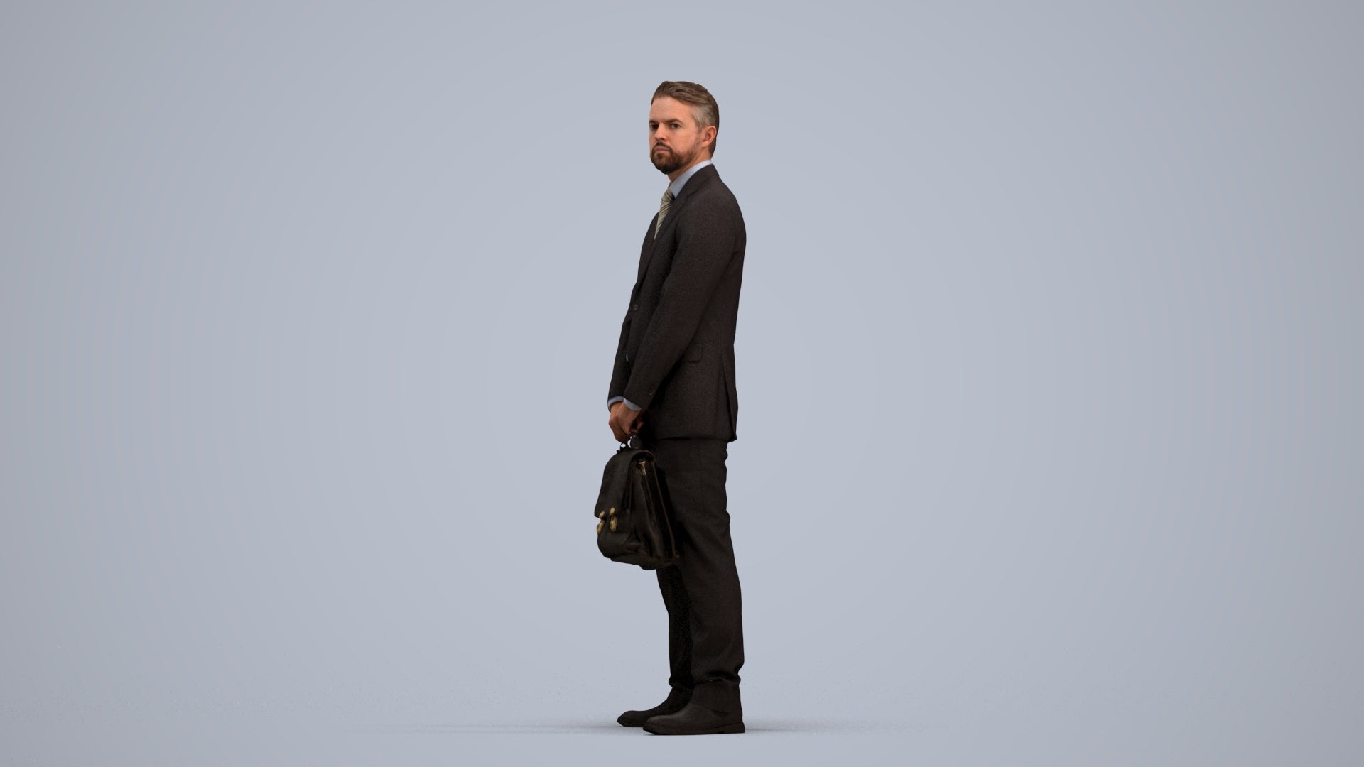 realistic 3D man business, scanned archviz people for Blender and 3ds Max, standing pose render