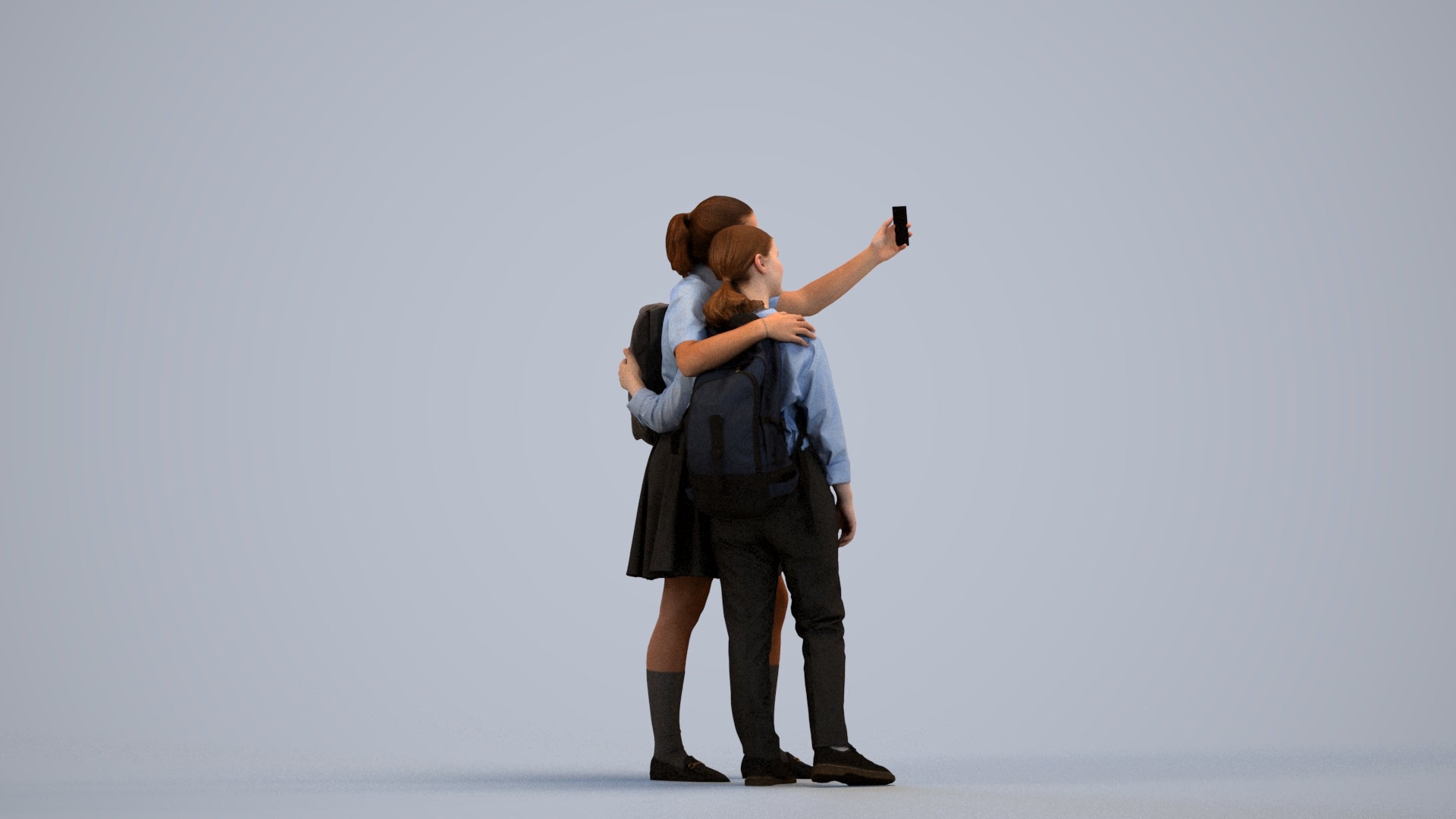 realistic 3D woman casual shopping, scanned archviz people for Blender and 3ds Max, side view render