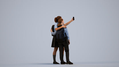 realistic 3D woman casual shopping, scanned archviz people for Blender and 3ds Max, side view render