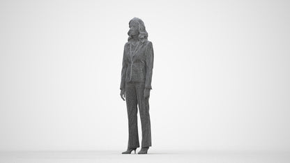 photogrammetry 3D woman business standing, realistic human model archviz FBX, wireframe back view