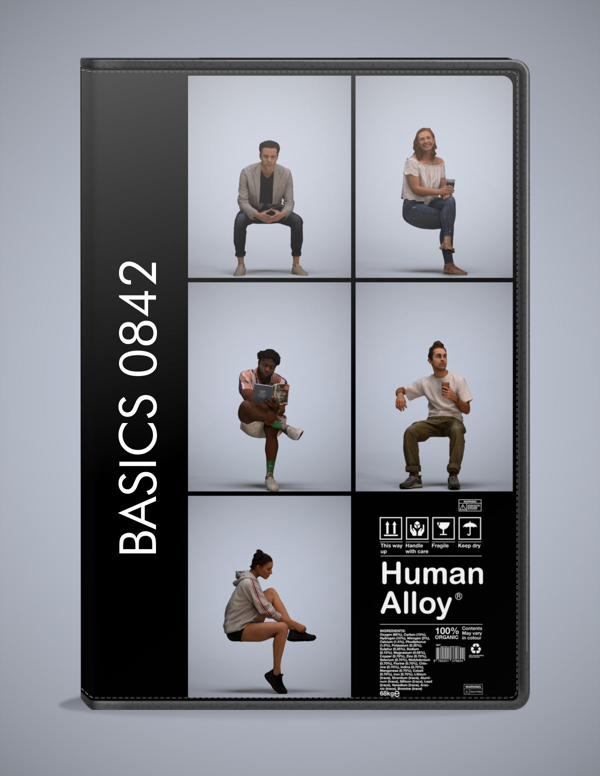 realistic 3D people sitting set, 5 render-ready models for V-Ray and Corona