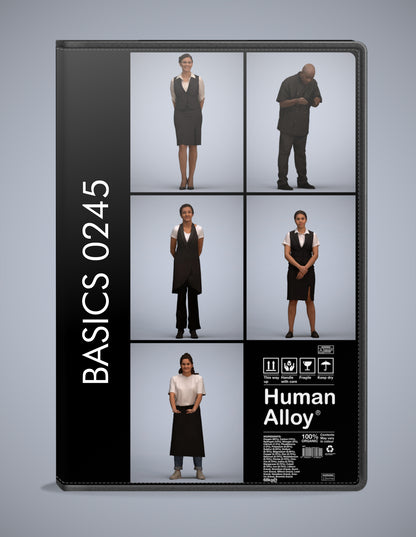 photogrammetry 3D people hospitality collection, 5 realistic human models archviz FBX