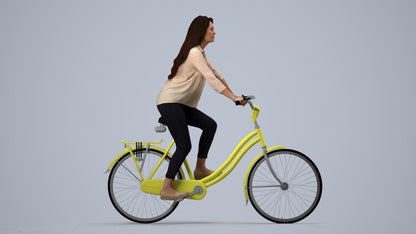 3D scanned woman cycling, photorealistic archviz people for Enscape and SketchUp, side view render