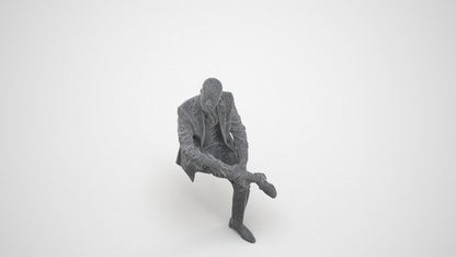 3D people model man business, scanned human for 3ds Max rendering, wireframe three-quarter view