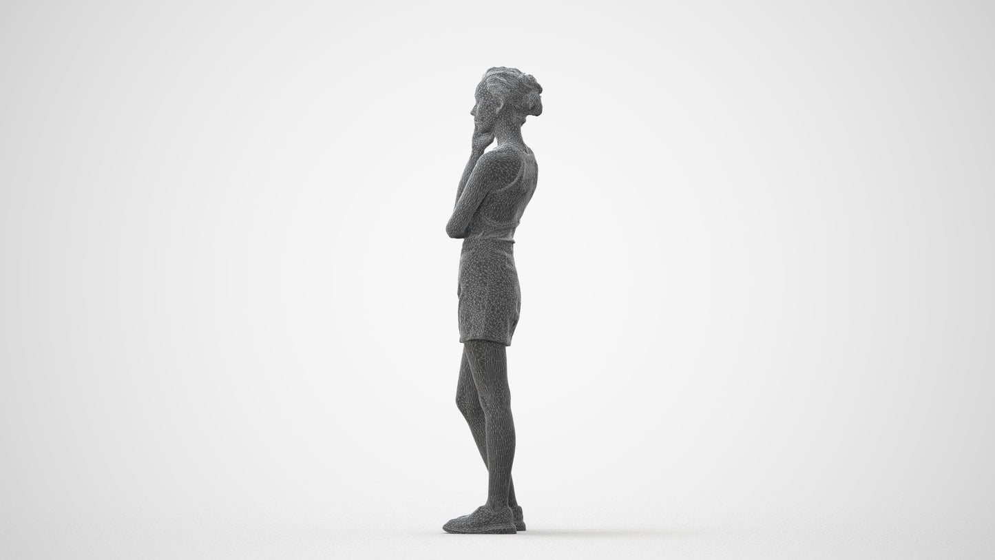 3D human model woman casual standing, photogrammetry scanned person for archviz, square thumbnail