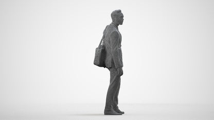 realistic 3D man business, scanned archviz people for Blender and 3ds Max, wireframe side view