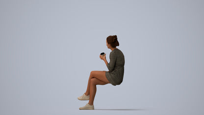 scanned 3D girl casual kids, photogrammetry people for Enscape and V-Ray, three-quarter view render