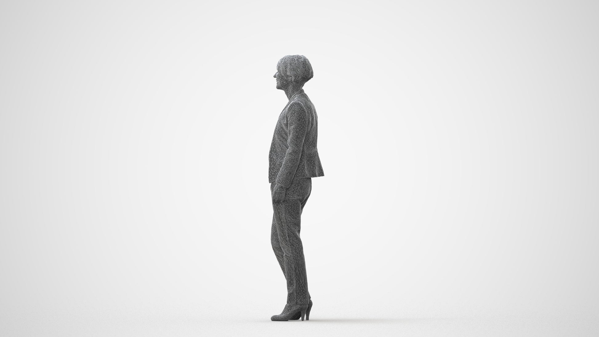 scanned 3D senior woman business standing, photogrammetry people for Enscape and V-Ray, square thumbnail