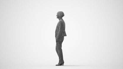 scanned 3D senior woman business standing, photogrammetry people for Enscape and V-Ray, square thumbnail