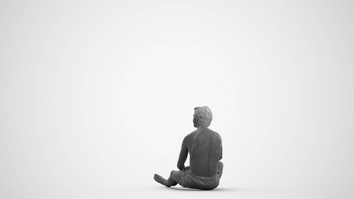 3D human model man pool, photogrammetry scanned person for archviz, wireframe front view