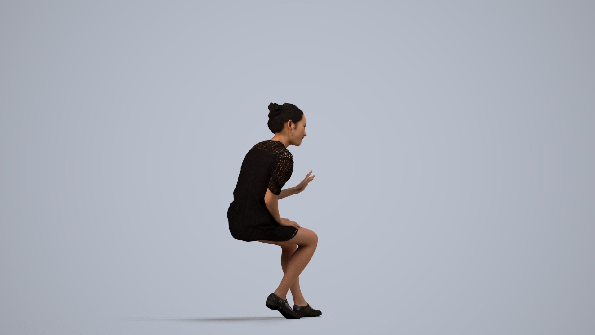 scanned 3D woman business, photogrammetry people for Enscape and V-Ray, side view render