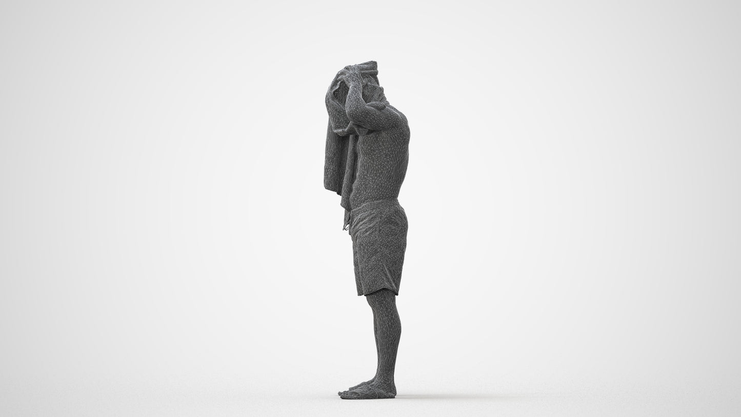 3D scanned man pool sport, photorealistic archviz people for Enscape and SketchUp, square thumbnail
