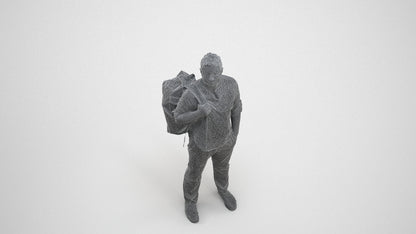 realistic 3D people man casual standing, render-ready for V-Ray and Corona, FBX OBJ, wireframe three-quarter view