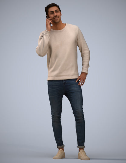 realistic 3D people man casual standing, render-ready for V-Ray and Corona, FBX OBJ