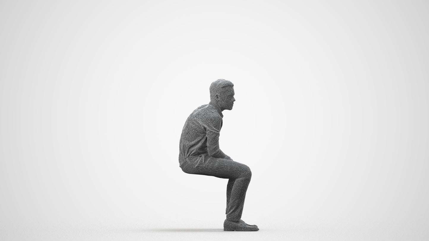 3D scanned boy kids, photorealistic archviz people for Enscape and SketchUp, wireframe side view