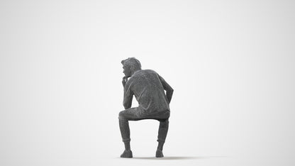 3D scanned man sitting casual, photorealistic archviz people for Enscape and SketchUp, square thumbnail