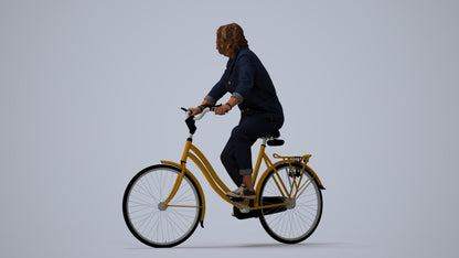 photogrammetry 3D man casual cycling, realistic human model archviz FBX, three-quarter view render