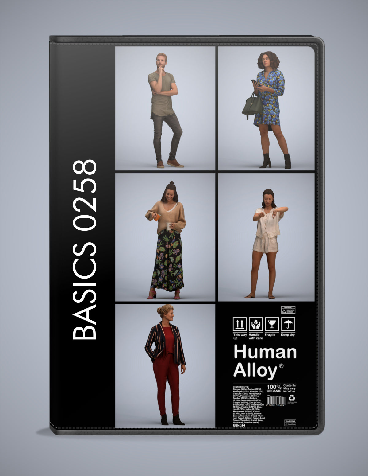 realistic 3D humans standing pack, 5 archviz people FBX OBJ for Blender