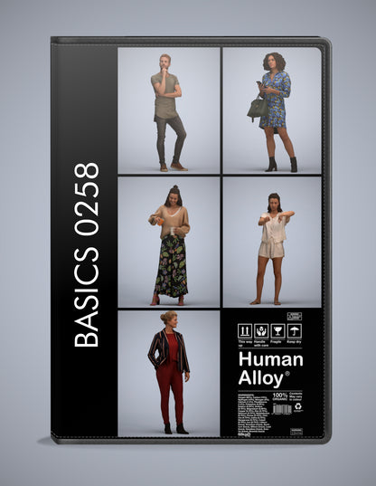 realistic 3D humans standing pack, 5 archviz people FBX OBJ for Blender