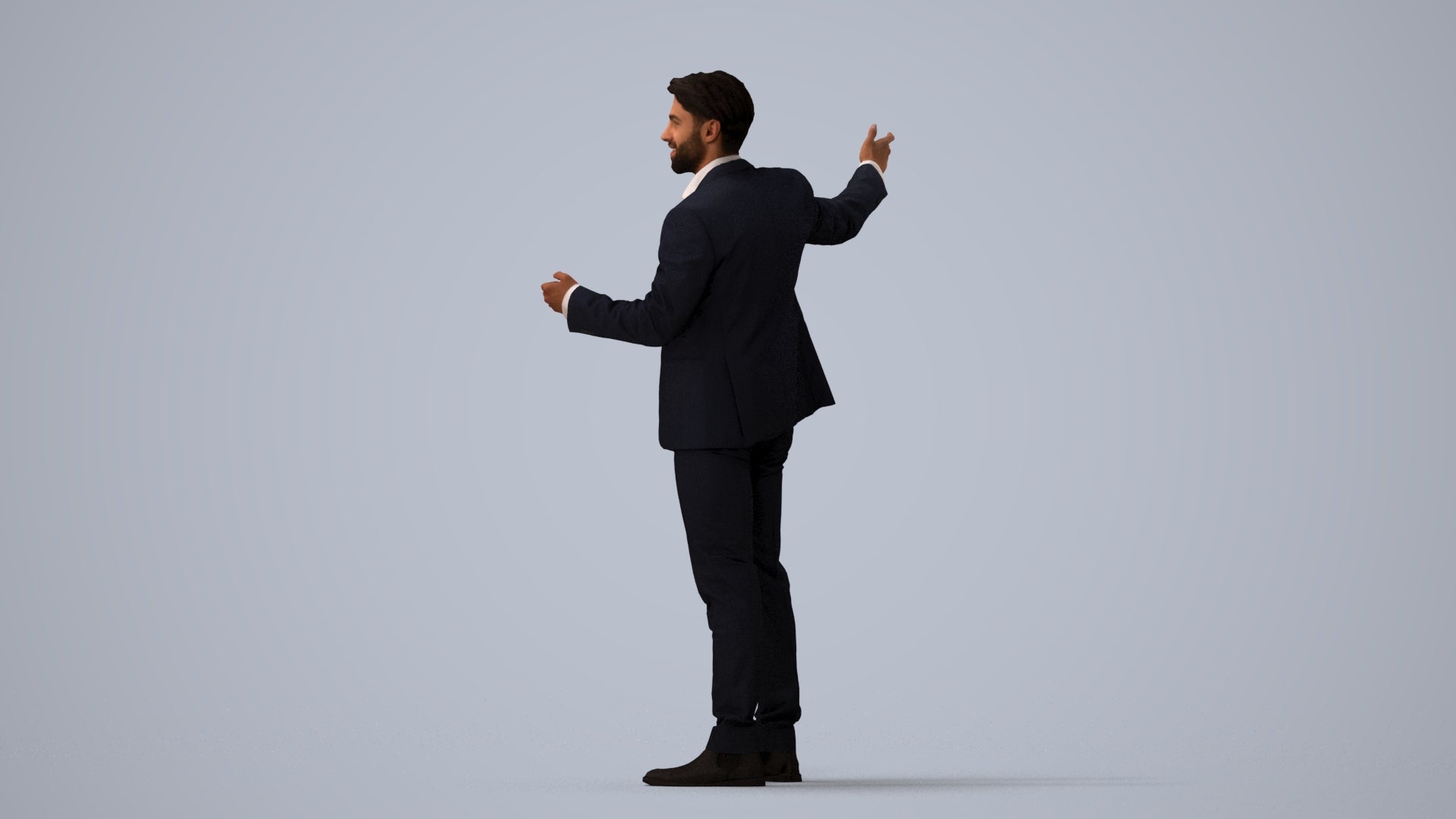 realistic 3D man business, scanned archviz people for Blender and 3ds Max, three-quarter view render
