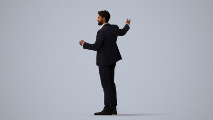 realistic 3D man business, scanned archviz people for Blender and 3ds Max, three-quarter view render