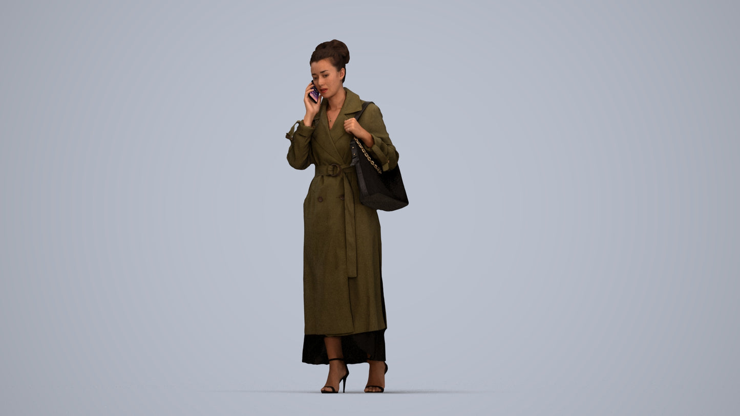 scanned 3D woman business standing, photogrammetry people for Enscape and V-Ray, top-down view render