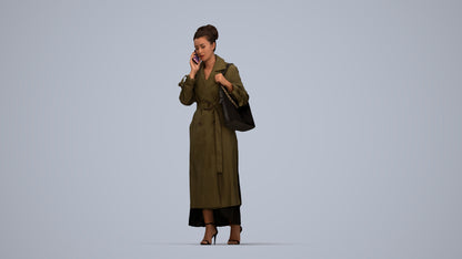 scanned 3D woman business standing, photogrammetry people for Enscape and V-Ray, top-down view render