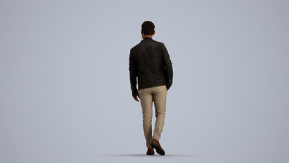 3D scanned man walking business, photorealistic archviz people for Enscape and SketchUp, front view render