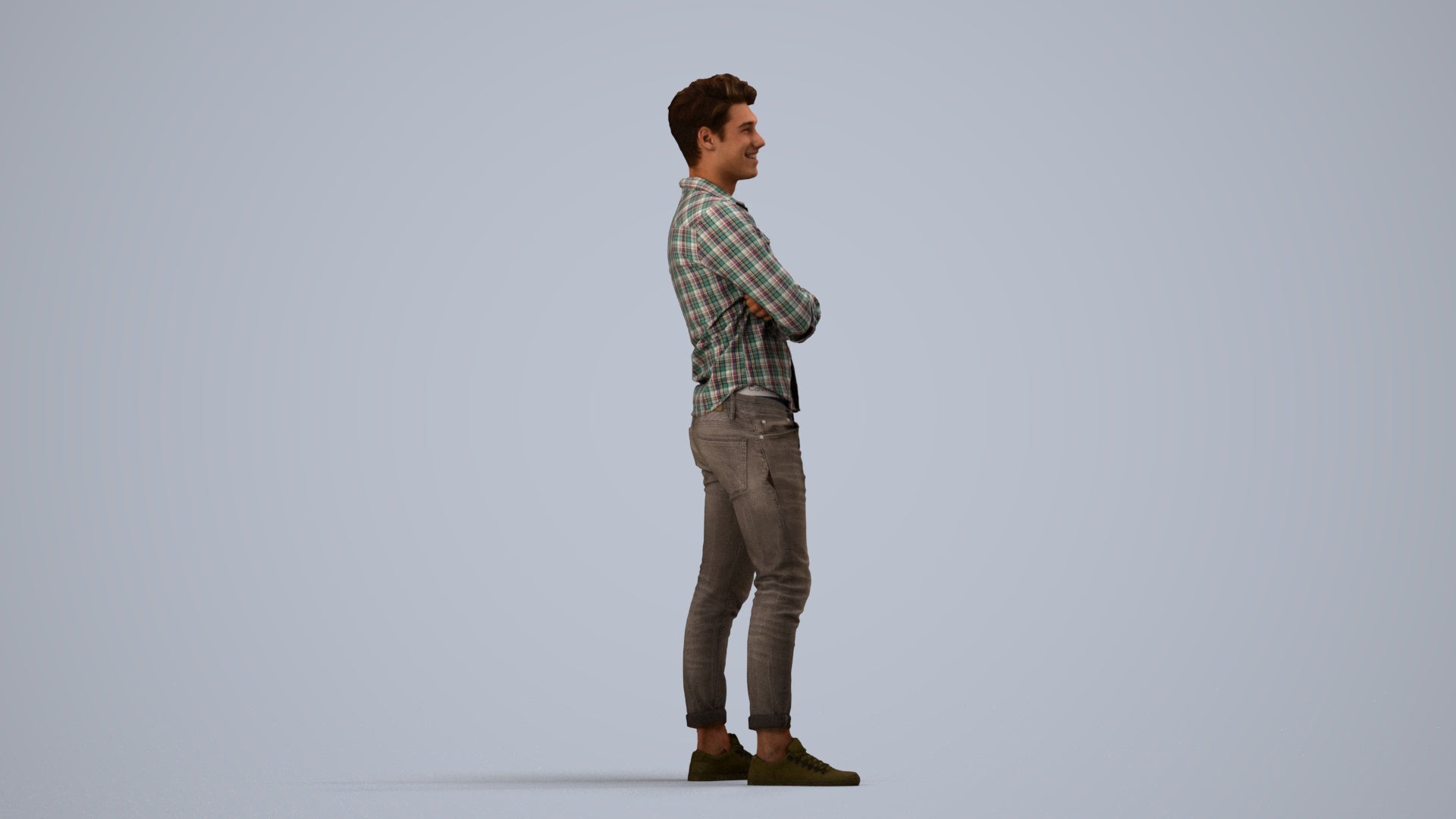 realistic 3D man casual mix, scanned archviz people for Blender and 3ds Max, side view render