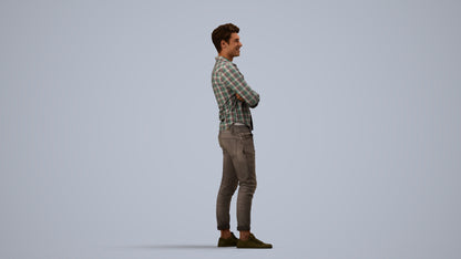 realistic 3D man casual mix, scanned archviz people for Blender and 3ds Max, side view render