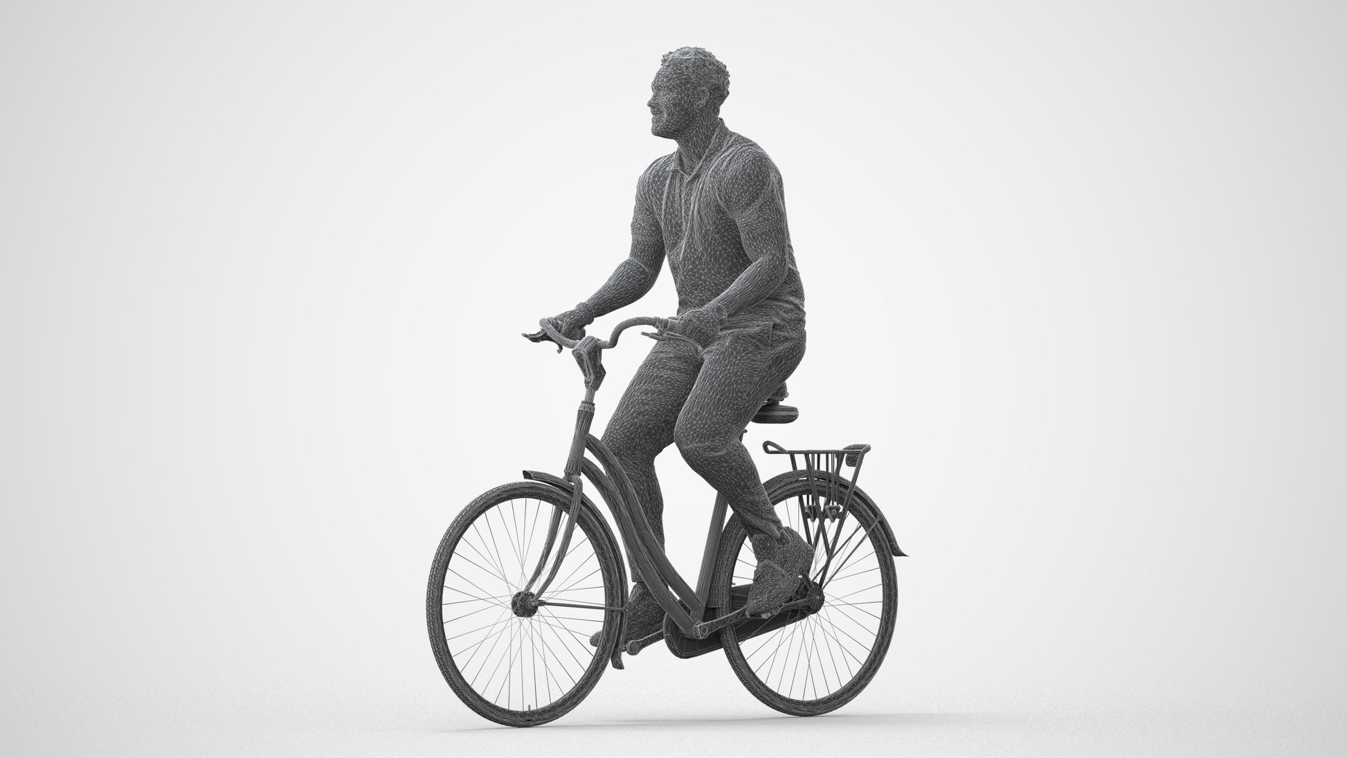 scanned 3D man casual cycling, photogrammetry people for Enscape and V-Ray, square thumbnail