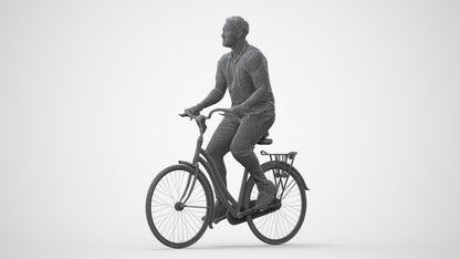 scanned 3D man casual cycling, photogrammetry people for Enscape and V-Ray, square thumbnail