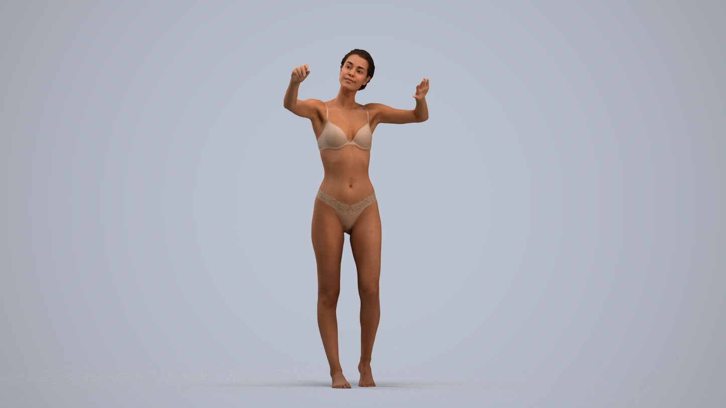 photogrammetry 3D woman bathroom, realistic human model archviz FBX, standing pose render