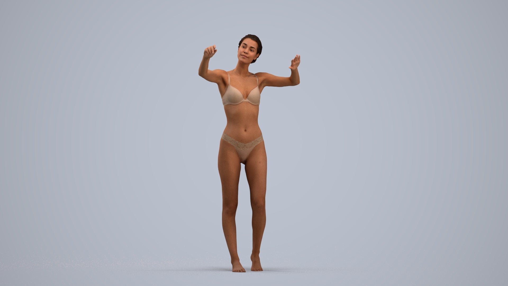 photogrammetry 3D woman bathroom, realistic human model archviz FBX, standing pose render
