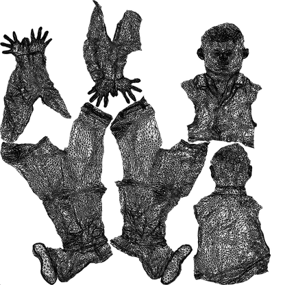 3D scanned man business, photorealistic archviz people for Enscape and SketchUp, wireframe top-down view